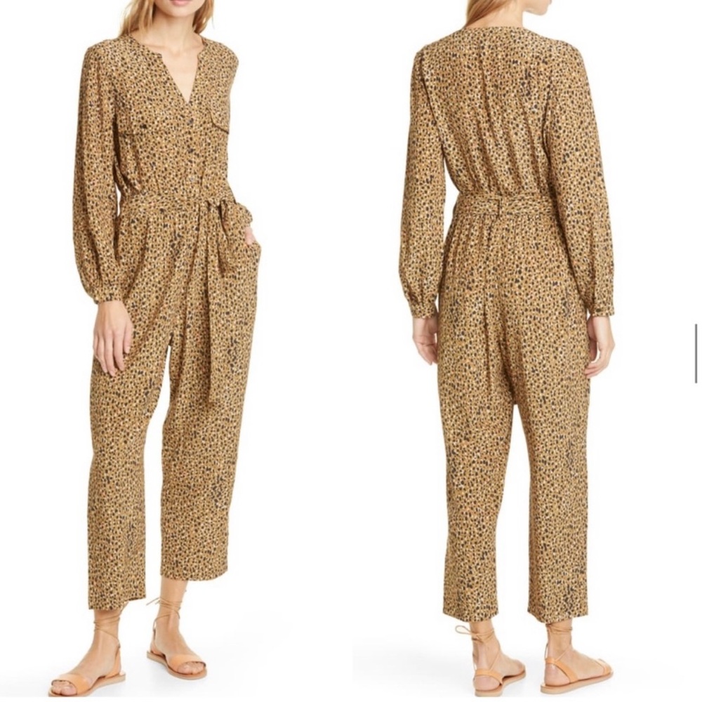 Anthropologie DOLAN Neela Cheetah Print Long Sleeve Jumpsuit (Size M)